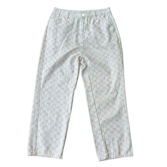 Cools Club California Pants in Pink Checker high rise  cropped straight size 12 - Picture 3 of 10